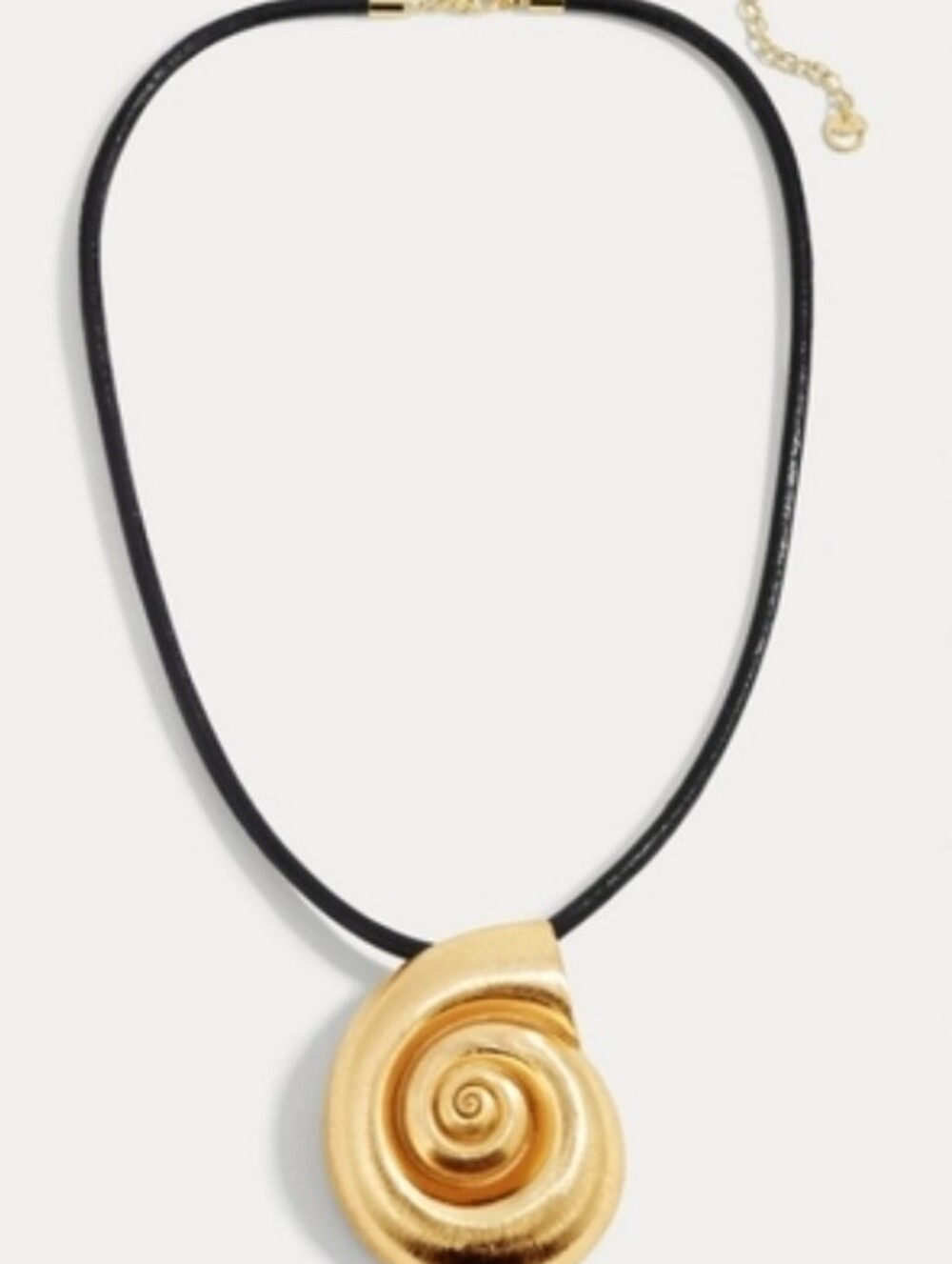 Lili Claspe LA MER SHELL Necklace Leather Rope 14k Gold plated 15"+3" New
